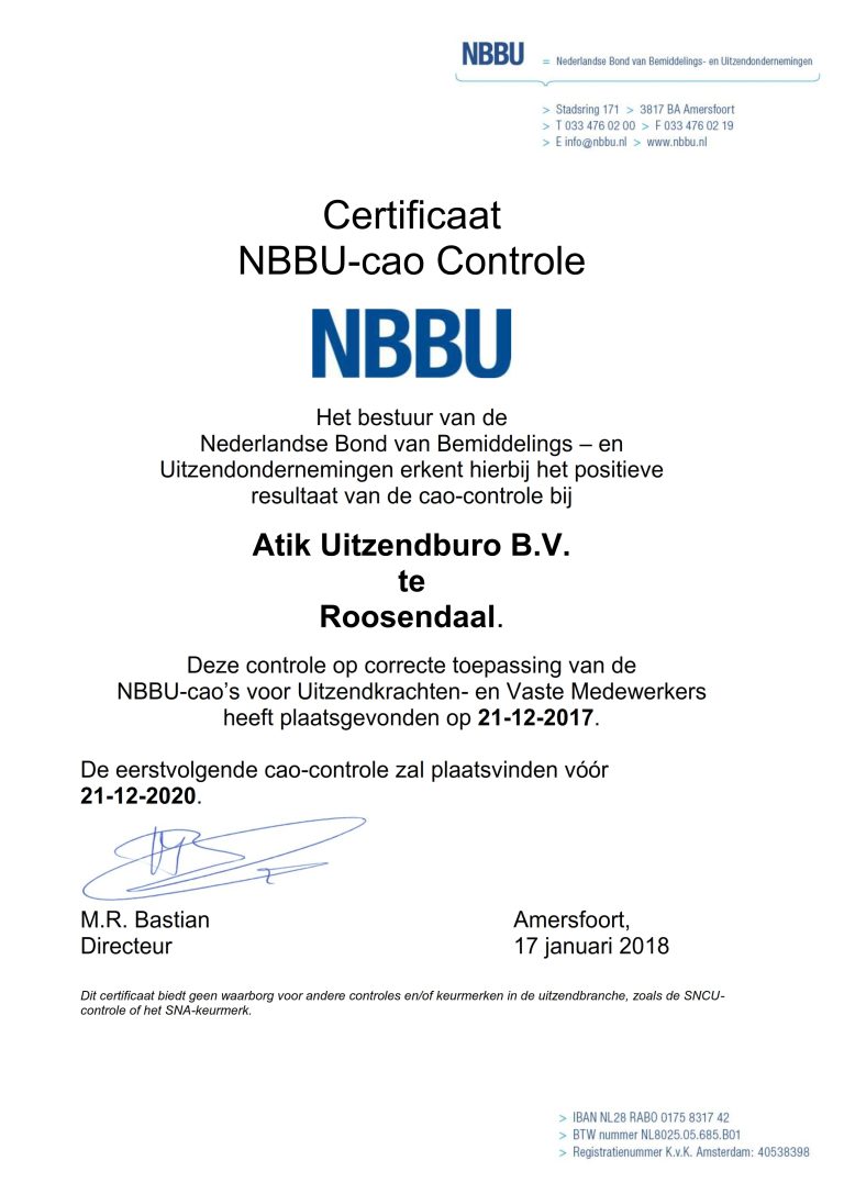 NBB-CAO-Certificaat